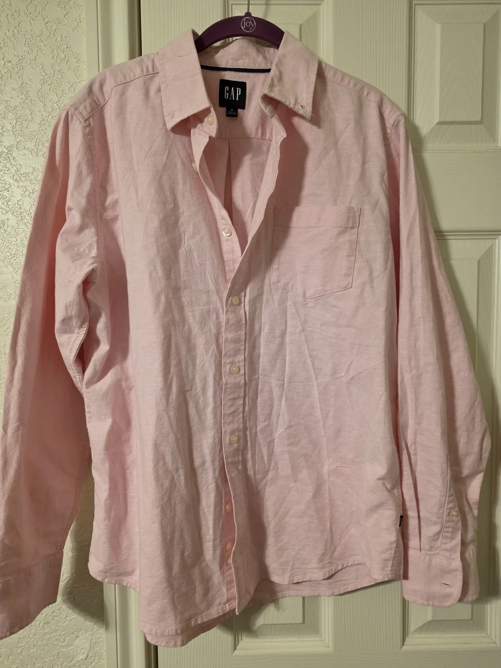 GAP Men's Light Pink Long-Sleeve Button-Down Shirt